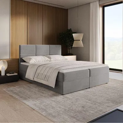 Produktbild von Dekori Boxspringbett 140x200 LUNARO mit Bettkasten und Topper gratis - Dunkelgrau (Riviera 91)