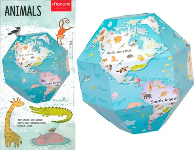 Image de Globe terrestre en carton 35 cm "Animaux" Monumi