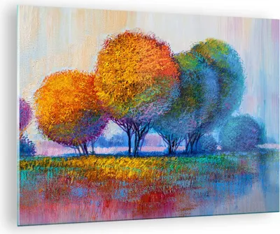 Produktbild von Bilder auf glas - Bäume Wiese Sommer - 70x50cm - Glasbilder - Wandbilder - Kunstdruck - zum Aufhängen bereit - Wanddekoration aus Glas - Glas Bilder - Wandbild auf Glas - Einteilig - GAA70x50-4094