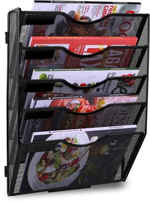 Image de Organiseur A4 en métal noir, support mural, rangement de bureau