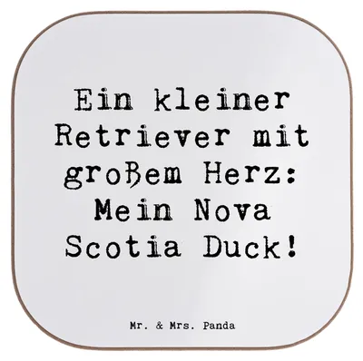 Produktbild von Mr. & Mrs. Panda weinflaschenuntersetzer Spruch Nova Scotia Duck Herz - Weiß - Geschenk, Untersetzer für Gläser, Hundeliebhaber, Glas, Coaster, Loyalität, Teeuntersetzer