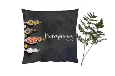 Produktbild von MuchoWow® Zierkissen Sofakissen Wohnzimmer Dekokissen 45x45 cm Küchenprinzessin - Küche - Zitate - Frauen - Sprichwörter - Schlafpolster - Polster für das Sofa