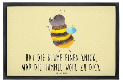 Produktbild von Mr. & Mrs. Panda fußmatte Hummel flauschig 50 x 75 cm - Gelb Pastell - Geschenk, Natur, Fußabtreter, Schmutzfänger, Lustige Sprüche, Schmutzfangmatte, Gummimatte, Blume
