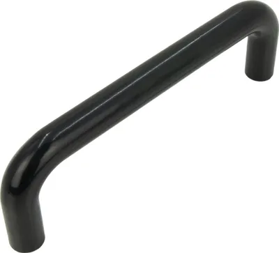 Produktbild von Eleganter schwarzer Möbelgriff aus Kunststoff, 96 mm mit mattem Finish für Schränke, Schubladen Hochwertiges Design für stilvolle Inneneinrichtungen.