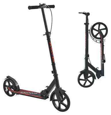 Produktbild von SucceBuy Scooter (2 Räder) für Kinder ab 8 Jahren, Cityroller mit verstellbarem Lenker, rutschfestem Trittbrett und Handbremse, klappbarer Tretroller bis 100 kg, Schwarz