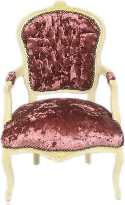 Immagine prodotto di Casa Padrino Sedia da salone barocca Bordeaux Tessuto Velour / Crema - Mobili antichi di design
