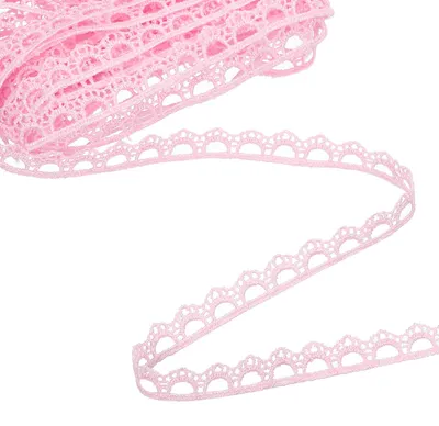 Spitzenband, rosa Blumen, 0,9 cm x 4,57 m, Polyester