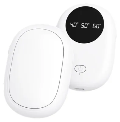 Produktbild von Zimilo Magnetischer Handwärmer Wiederaufladbar, 2-in-1 Elektrischer Taschenwärmer mit LED Display & 3 Heizstufen, Schnelle Erwärmung für Winter, Weiß