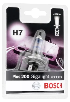 Image de Ampoule halogène Bosch H7 Plus 200 Gigalight pour phares automobiles, 12 V, 55 W