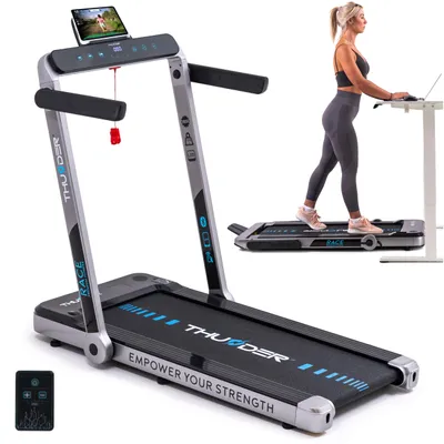 Image de THUNDER® Tapis de course | RACE-SILVER | 0,8–14 km/h | 2 CV | Pliable | Walkingpad & Course | Écran LED | 130kg max |