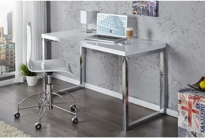 Produktbild von riess-ambiente Moderner Schreibtisch WHITE DESK 120cm weiß Hochglanz Bürotisch Laptoptisch
