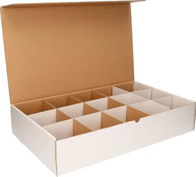 Produktbild von Sortierbox - 54 x 32 cm - mit 15 Fachern von 10 x 10 cm - Karton - Aufbewahrungsbox - Aufbewahrungsb