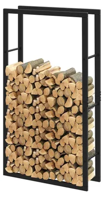 Imagen del producto de Soporte para leña metálico - 150 x 80 x 25 cm - Negro - Para interior y exterior