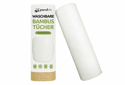 Produktbild von PANDOO Küchenrolle Bambusviskose (aus Bambuszellstoff) perforiert, nassfest, waschbar, wiederverwendbar 20 Blatt