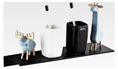 Produktbild von 30 cm Schwarze Wandmontage Duschablage ohne Bohren, Selbstklebend für das Badezimmer, Rostfreier Duschkorb aus Aluminiumlegierung