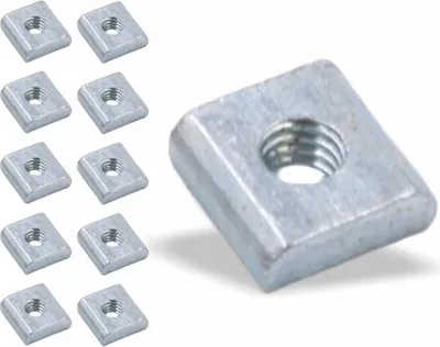 Produktbild von 10x Nutenstein | Gewindeplatte 9x9x3 mm M4 Gewinde mittig | Stahl blau verzinkt