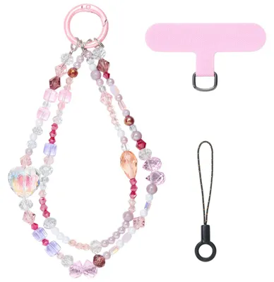 Imagen del producto de Cadena de mano con cuentas y cuentas con forma de corazón de cristal