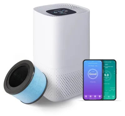 Zdjęcie produktu dla Inteligentny oczyszczacz powietrza z filtrem HEPA, lampą UV, wydajnością CADR do 145 m³/h, przeznaczony do pomieszczeń do 25 m²