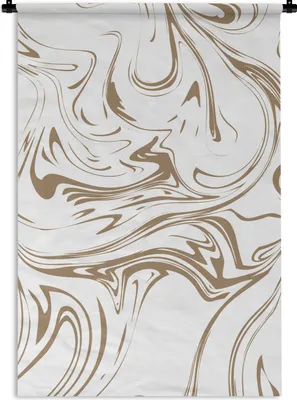 Produktbild von MuchoWow® Wandteppich Wandbehang Marmor - Braun - Weiß 120x180 cm Tapisserie Dekoration Wandtuch - Schlafzimmer - Dekorationen für das Haus