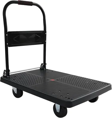 Produktbild von Plattformwagen Transportwagen Lagerwagen Klappbar Transporthilfe mit Lenkrollen, Klappwagen Faltbar, Geräuscharmer Wagen, bis 400 kg Tragkraft
