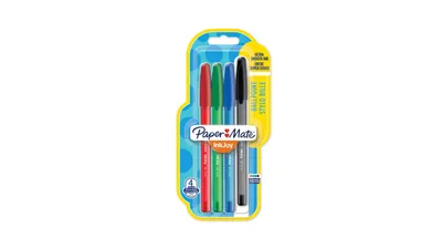 Produktbild von Papermate InkJoy 100ST, Clip, Stick-Kugelschreiber, Schwarz, Blau, Grün, Rot, 4 Stück(e), Medium