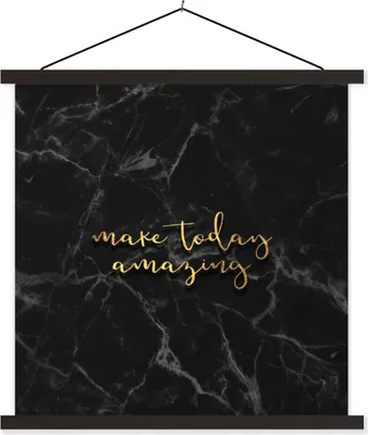 Produktbild von MuchoWow® Textilposter Zitate - Sprichwörter - Gold - Marmor 90x90 cm mit schwarzem Rahmen - Magnetisches