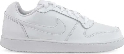 A white Nike shoe on a white background.