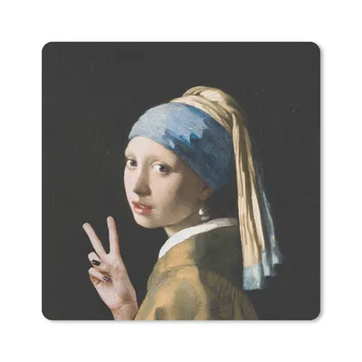 Produktbild von MuchoWow® Mauspad Mousepad Das Mädchen mit dem Perlenohrring - Vermeer - Kunst 20x20 cm - Mousepads - Maus Mat - Pad - Mausunterlage - Desk Mat - Bureauartikeln