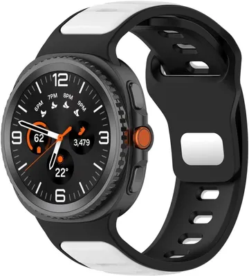 Produktbild von Stravo Zweifarbiges Silikon-Uhrenarmband für Samsung Galaxy Watch 9/8/8 Classic (40/44/46mm) – Sportlich, robust & komfortabel – Schwarz/Weiß