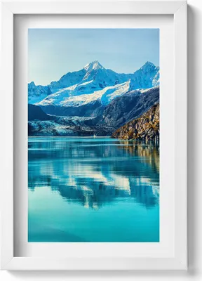 Produktbild von Schöne Landschaft eines Bergsees– Wandbild mit Rahmen – Gerahmtes Bild  – Wanddekoration – 20x30 cm – Weiß