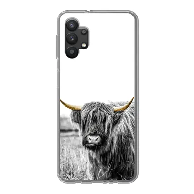 Produktbild von MuchoWow® Handyhülle Schutzhülle Hülle für Samsung Galaxy A32 5G Schottischer Highlander - Gold - Schwarz - Weiß Silikon Softcase Handy Hülle - Softcase