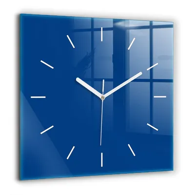 Obrázok produktu pre Wallfluent Hodiny - Sklenené Nástenné Hodiny - Tichý Quartz Strojček - Nástenná Dekorácia Spálňa Kuchyň - Biele Ruky - 60x60 cm - Modrá