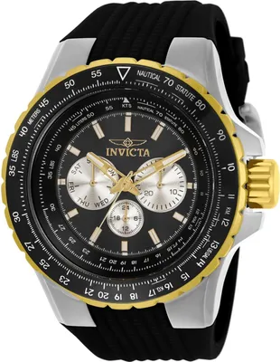 Obrázek produktu pro Invicta Aviator 33029 Pánské Hodinky - Quartz Hnutí - Nerezová Ocel s Černým Ciferníkem - 50 mm