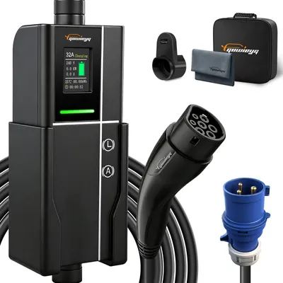 Immagine prodotto di Cavo di ricarica per auto da 7,2 kW, lungo 6 metri, con connettore di tipo 2 per veicoli elettrici