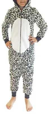 Produktbild von Kinder Karnevalskostüm Uni Jumpsuit Overall Onesie Schlafanzug in tollen Tier Motiven ; Leopard , 152