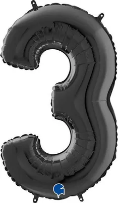 Zdjęcie produktu dla Balon Foliowy Cyfra 3 Czarny, 66 cm Grabo