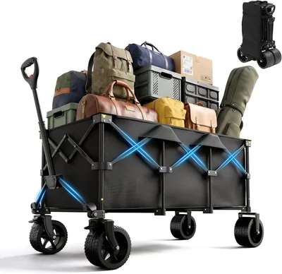 Imagen del producto de Carro plegable con ruedas, con asa ajustable, de capacidad entre 100 y 200 litros, ideal para hacer compras