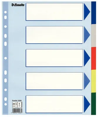 Produktbild von Esselte PP A4 Maxi Vielbunte Trennblätter für Ordner