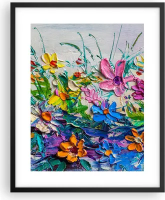 Produktbild von Gerahmtes Poster - Schwarzer Rahmen - Blumen die Farben pastos - 40x50 cm - Wand Bild - Wanddeko - Wandbilder - Kunstposter - Wandposter - Bilderrahmen - Bilder - Kunstdruck - P2BPA40x50-4521