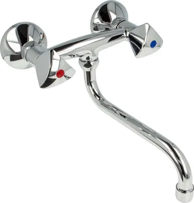 Produktbild von tecuro Küchenarmatur Messing hochglanzverchromt Zweigriff schwenkbarer S-Auslauf 200 mm Classic Line Stichmaß 150 mm +/- 15 mm Trinkwasser geeignet