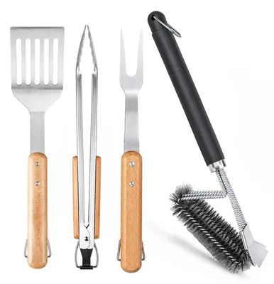 Productafbeelding van Grillset, 4-delig – Barbecue Accessoires van Roestvrij Staal