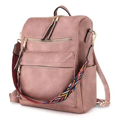Produktbild von Cityrucksack Retro Rucksack Damen 3 in 1 Handtasche Mädchen Schultasche Wasserdicht für Pendeln Reise Campus Sport Schulranzen Rucksäcke (Altrosa)