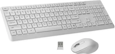 Produktbild von Kabellose Tastatur- und Mauskombination für Windows Mac, US-Layout (QWERTY), 2,4 G ergonomische Computertastatur in voller Größe, lange Akkulaufzeit
