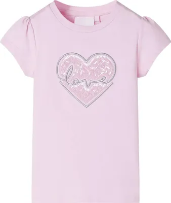 Produktbild von Kinder-T-Shirt Hellrosa Gr. 104 mit Herz aus Pailletten