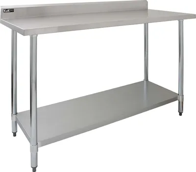 Image de Table de travail en acier inoxydable KuKoo Gastro Catering, table de cuisine, table de préparation, table de restauration, 90 cm (H) x 150 cm (L) x 60 cm (l), capacité de charge de 250 kg, table en acier inoxydable pour la restauration, cuisine professionnelle