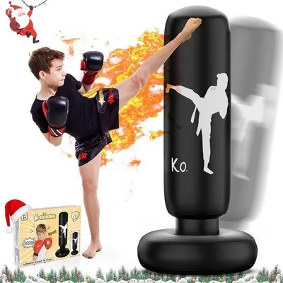 Produktbild von Famanu aufblasbare Boxsack für Kinder - Stabile stehende Boxsack für Karate und Taekwondo Training (160 cm)