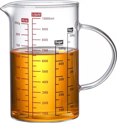 Produktbild von Messbecher Glas 1l Glasmessbecher mit Deckel Messbecher