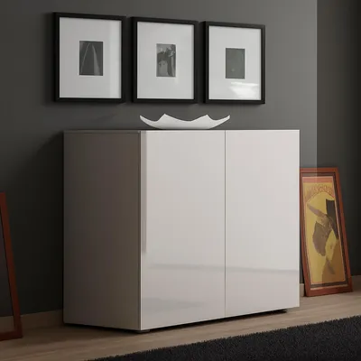 Image de Ortoclasio - Buffet, 90x38x79h cm Blanc Brillant, 1 Étagère, Fabriqué en Italie