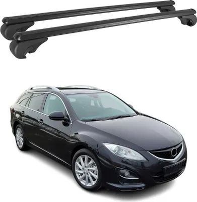 Image de Barres de toit Transversales pour Mazda 6 Break 2007-2013 Aluminium Noir