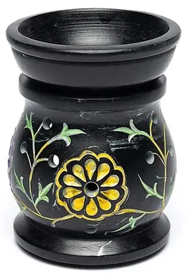 Produktbild von Ölbrenner-Blumen, schwarzer Speckstein – 2er-Set – 10 x 8 cm